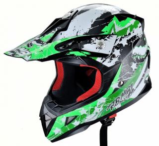 Casca moto   ATV integrala HECHT 54915, design mozaic, verde, marimea L (59-60 cm)