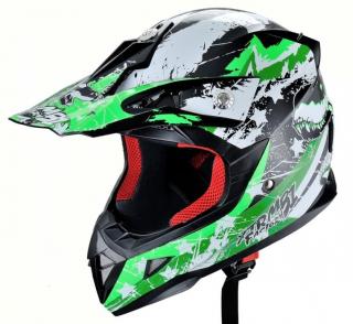 Casca moto   ATV integrala HECHT 54915, design mozaic, verde, marimea M (57-58 cm)