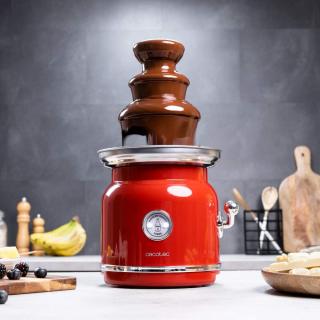 Fantana de ciocolata, Cecotec Fun Chocolicious, 90W, design retro,3 niveluri, Capacitate 700ml, Inox