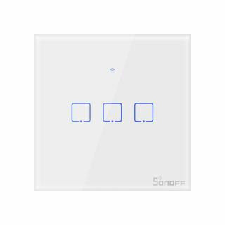 Intrerupator Smart  cu Touch Wifi + RF 433 Sonoff T1 EU TX, (3 canale)