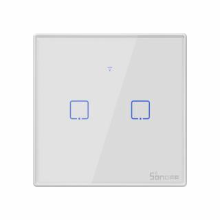 Intrerupator Smart  cu Touch WiFi + RF 433 Sonoff T2 EU TX, (2 canale)