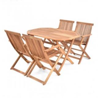 Masa cu 4 scaune lemn masiv, salcam, Hecht Basic Set 4