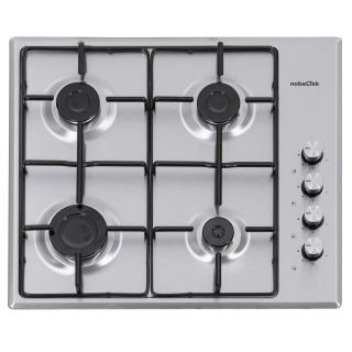 Plita incorporabila Nobeltek NHBG-6400IX, Gaz, Aprindere electrica, Gratar emailat, Inox