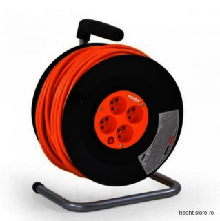 Rola prelungitoare cu tambur Hecht 450153, 4 prize, 50 m