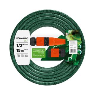 Set Furtun pentru gradina Cellfast ECONOMIC, 3 straturi cu armatura, 1 2   15m, protectie UV, stropitor, conector