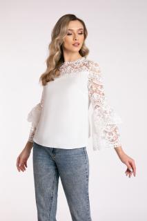 Bluza alba Anastasia cu maneci clopot din dantela