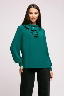 Bluza Boema verde cu jabou la gat si mansete late