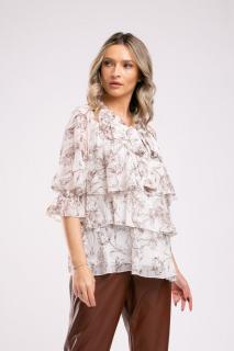 Bluza Maria cu imprimeu floral si volane