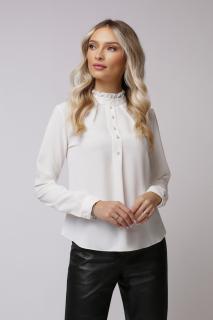 Bluza Mira alba accesorizata cu perlute