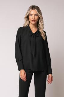 Bluza Rina neagra cu funda la gat si mansete late