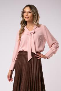 Bluza Rina roz pudra cu funda la gat si mansete late