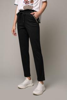 Pantaloni Margo casual negri cu dunga