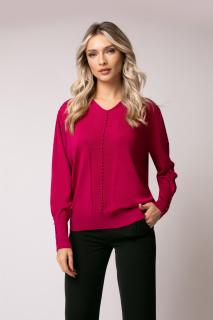 Pulover Karin fucsia accesorizat cu perlute