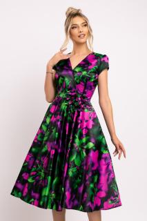 Rochie Ania mov din tafta cu imprimeu floral