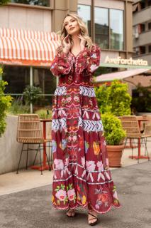 Rochie Berta lunga Boho style cu imprimeu floral