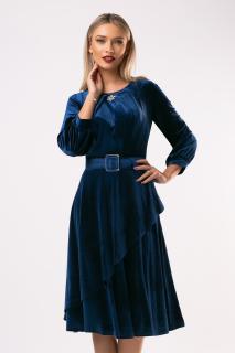 Rochie Carlita bleumarin din catifea