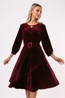 Rochie Carlita visnie din catifea