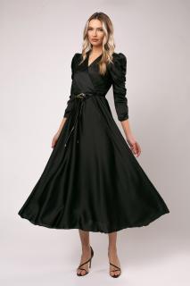 Rochie Carolina neagra cu maneci crete