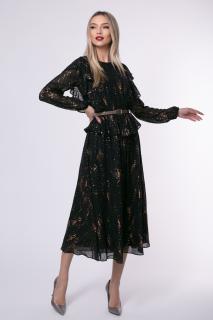 Rochie de ocazie neagra cu imprimeu auriu