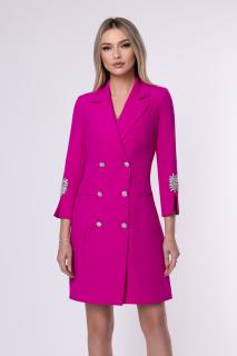 Rochie eleganta fucsia tip sacou accesorizata pe maneca