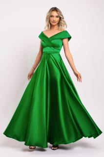 Rochie Elis lunga, verde neon cu umerii cazuti