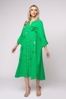 Rochie Iustina verde cu figurine brodate