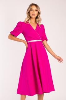 Rochie Megan de ocazie fucsia accesorizata cu strasuri