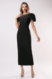 Rochie Melania neagra cu maneci bufante