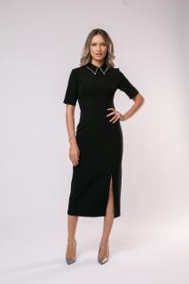 Rochie Nirvana neagra cu pietricele la guler