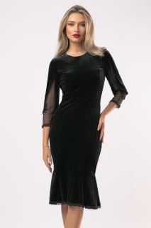 Rochie Romina neagra din catifea accesorizata cu perlute