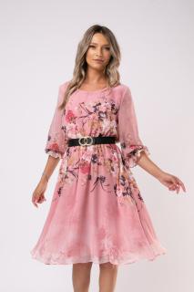 Rochie Semana roz marime mare cu imprimeu floral