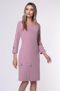 Rochie Viada marime mare roz pudra cu pliuri pe fusta