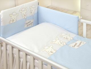 AMY - Lenjerie 3 piese Cu protectie laterala Sweet Dreams din Bumbac, 120x60 cm, Blue