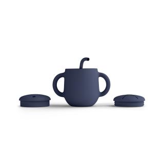 Cana de antrenament, cu pai flexibil, Din silicon, Fara BPA, BPS, PVC si ftalati  2in1, 250 ml, Navy