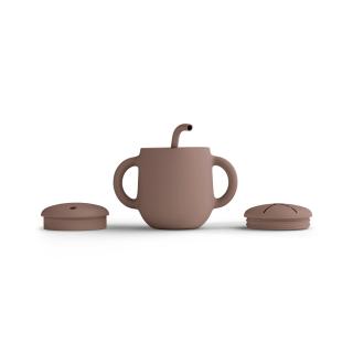 Cana de antrenament, cu pai flexibil, Din silicon, Fara BPA, BPS, PVC si ftalati  2in1, 250 ml, Rose