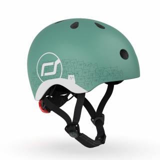 Casca de protectie pentru copii, sistem de reglare magnetic cu led, cu banda reflectorizanta, XXS-S, 45-51 cm, 1 an+, Forest, Scoot  Ride