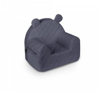 Fotoliu pentru copii cu spatar, catifea Velvet Ursulet Teddy Nightshadow blue