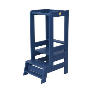 Inaltator Learning Tower Ajustabil, Ajutor de bucatarie MeowBaby  , lemn Blue inchis