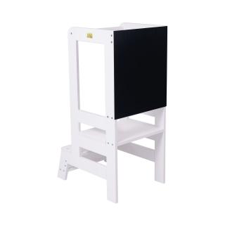 Inaltator Learning Tower Ajustabil cu tabla de scris, Ajutor de bucatarie MeowBaby  , lemn Alb