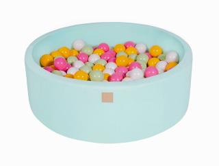 Piscina uscata cu 200 de bile (Alb, Verde, Roz, Galben) MeowBaby  , 90x30 cm, Mint