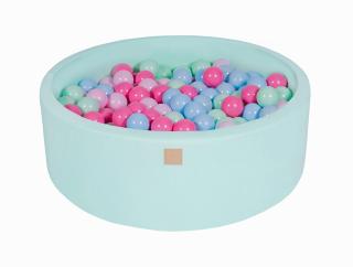 Piscina uscata cu 200 de bile (Mint, Babyblue, Roz, Pastel Roz) MeowBaby  , 90x30 cm, Mint