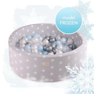 Piscina uscata cu 250 de bile (Babyblue, Alb perlat, Silver, Transparent) MeowBaby  , Frozen, 90x30 cm, Gri deschis