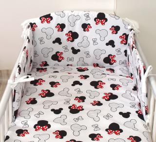 Set lenjerie din bumbac cu protectie laterala pentru pat bebe 120 x 60 cm, Miki, Amy