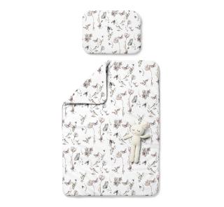 Set pilota 135 x 100 cm si perna 40 x 60 cm pentru copii, bumbac premium si umplutura hipoalergenica BabySoft, fata dubla, Natura