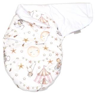 Sistem de infasare, Baby swaddle din Bumbac cu umplutura antialergica BabySoft, Circ Roz