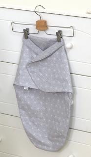 Sistem de infasare Baby swaddle Sky Bunny Bumbac Gri, Amy, 72x60 cm