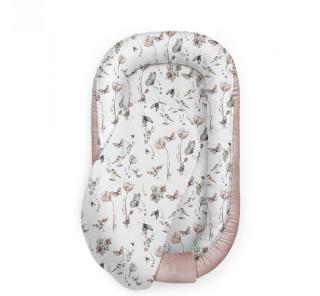 Suport de dormit Babynest Premium Bumbac si Catifea Nature Sepia Rose by BabySteps, 70x35 cm