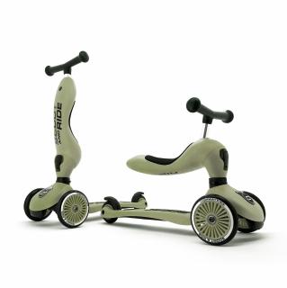 Trotineta copii cu sezut, transformabila 2in1, HighwayKick 1 Olive, 1-5 ani, pana la 50 kg, Scoot  Ride