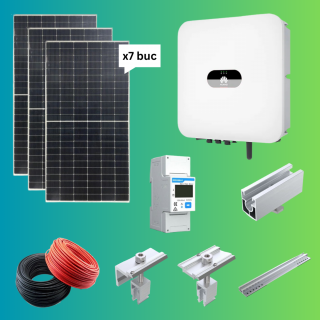 Kit Fotovoltaic Monofazat 3kWh, Montaj pentru acoperis cu tabla cutata , Huawei