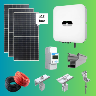 Kit Fotovoltaic Monofazat 5kWh, Montaj pentru acoperis cu tabla ondulata, Huawei